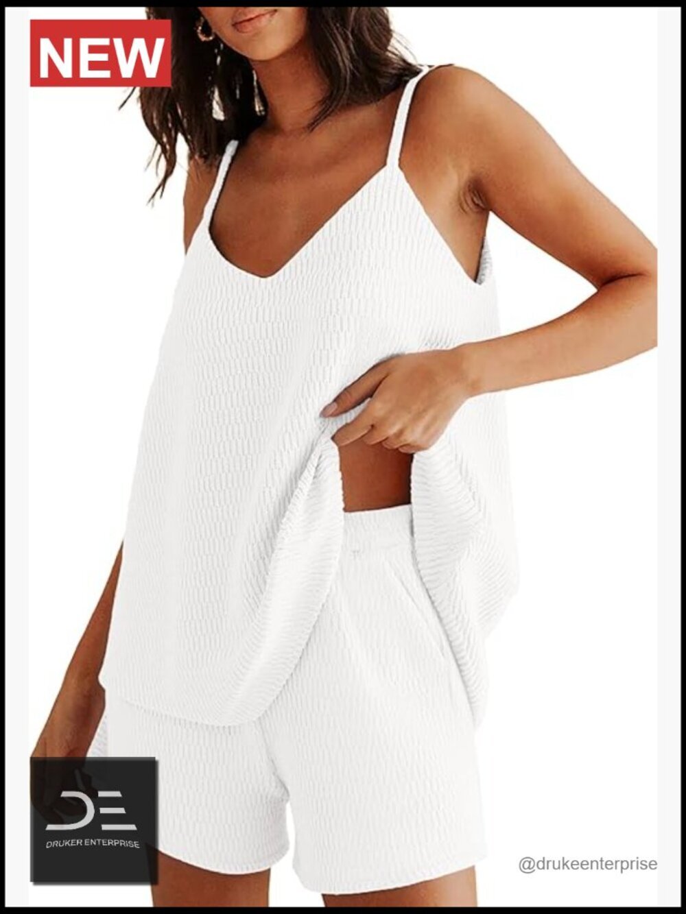 Sleeveless Textured Knit Lounge Set with Pockets